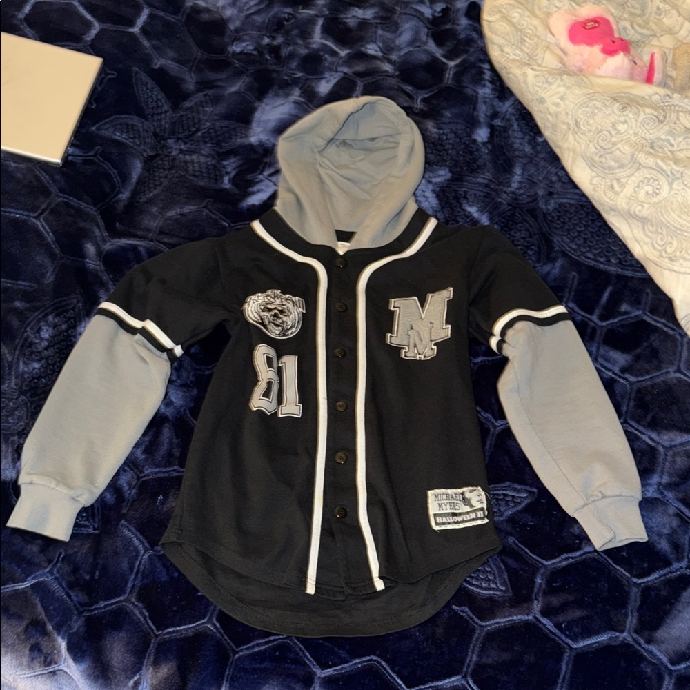 Kids Black & Gray Hooded Baseball-Style Sweatshirt - Unbranded